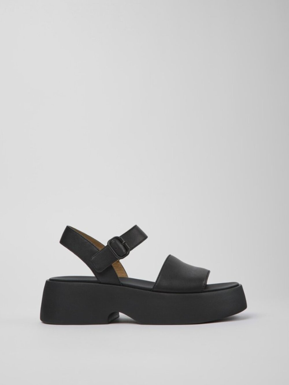 Camper Tasha Black Leather Platform Sandals Size US 7